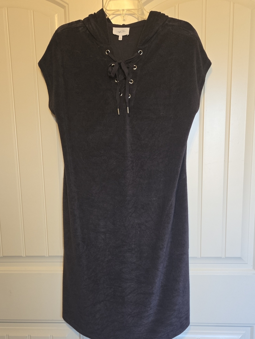 Soma Charcoal Hooded Lace-Up Terry Dress